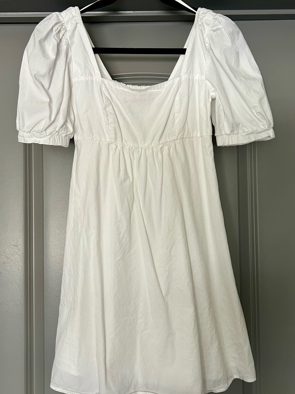 Gianni Bini White Puff Sleeve Square Neck Mini Dress